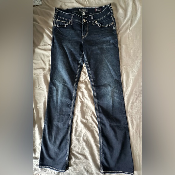 Silver Flare Jeans Suku Super Stretch Size 30 - Picture 2 of 7